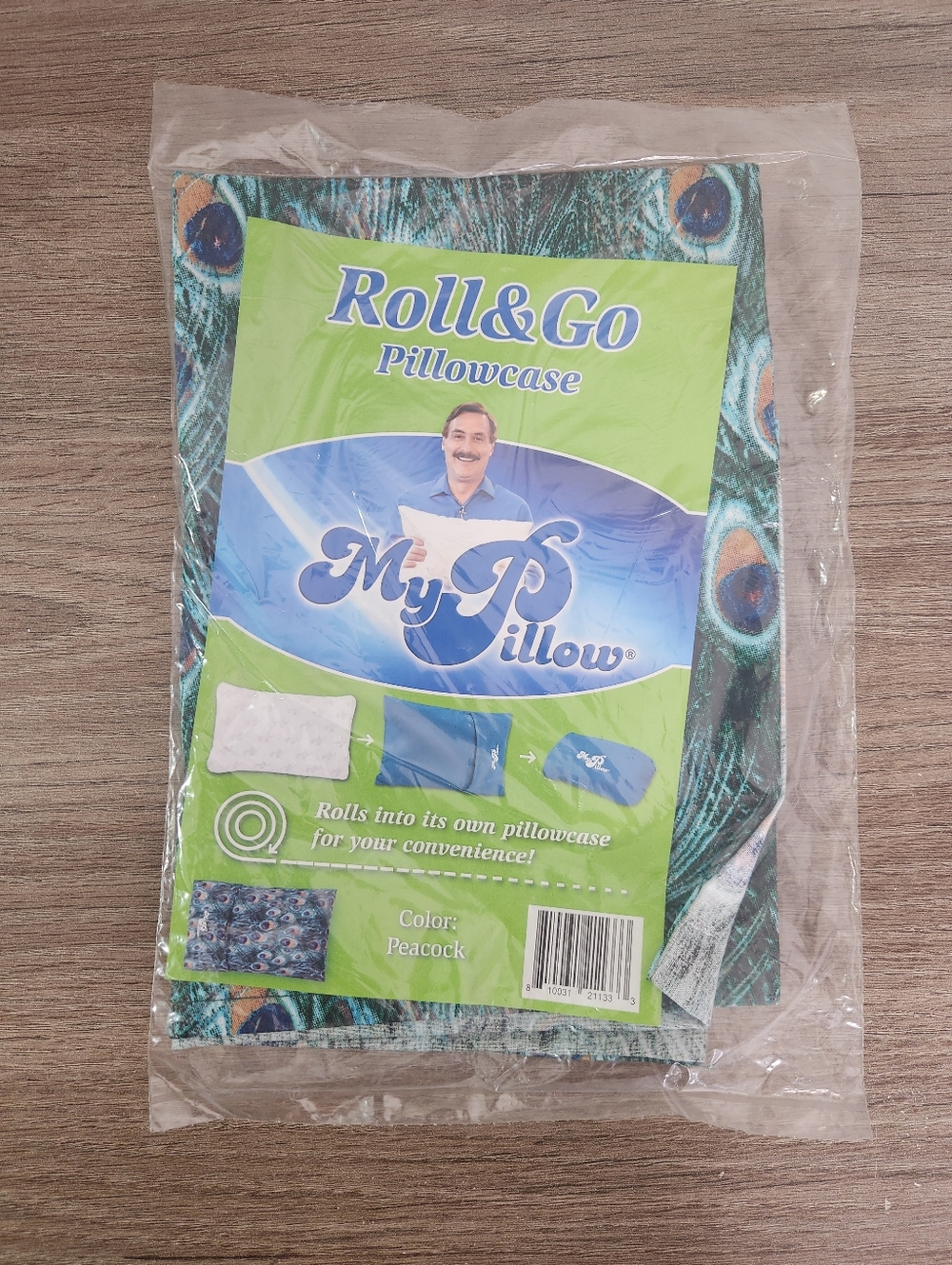 MyPillow Roll & Go Pillowcase - Peacock Print - Go Anywhere Pillow
